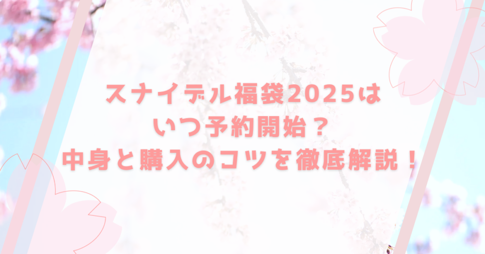 スナイデル福袋2025はいつ予約開始？中身と購入のコツを徹底解説！